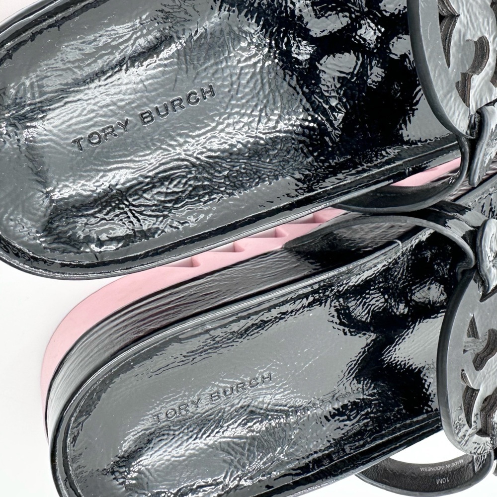 Tory Burch Women's Miller Cloud Lug Sandals Black Patent - Picture 3 of 12